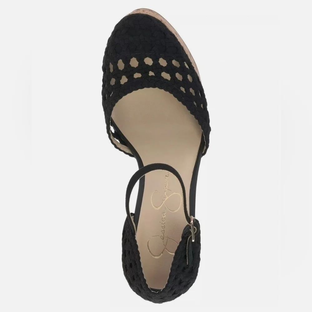 Jessica Simpson Black and Tan Wedge Shoes